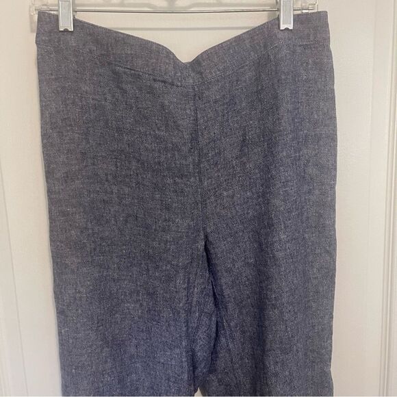 Chicos Linen Blend Pull On Elastic Waist Pants Back Pockets Gray Size .5 Medium - Picture 8 of 15